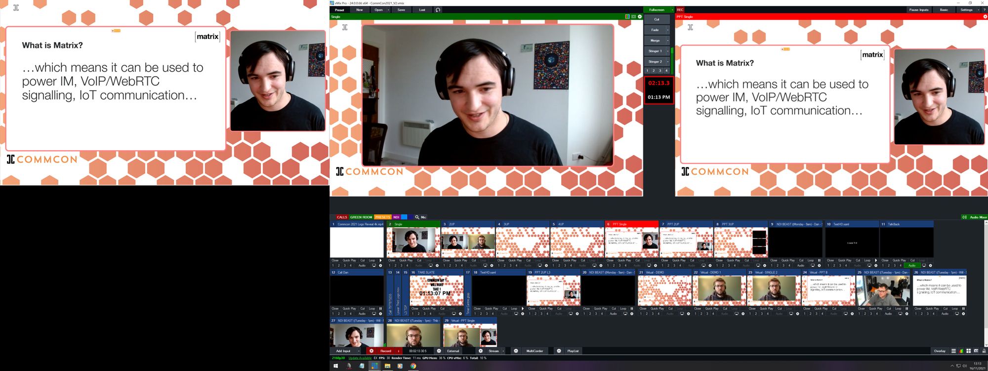 Screenshot: Streams from Broadcaster.VC are imported into vMix via NDI.